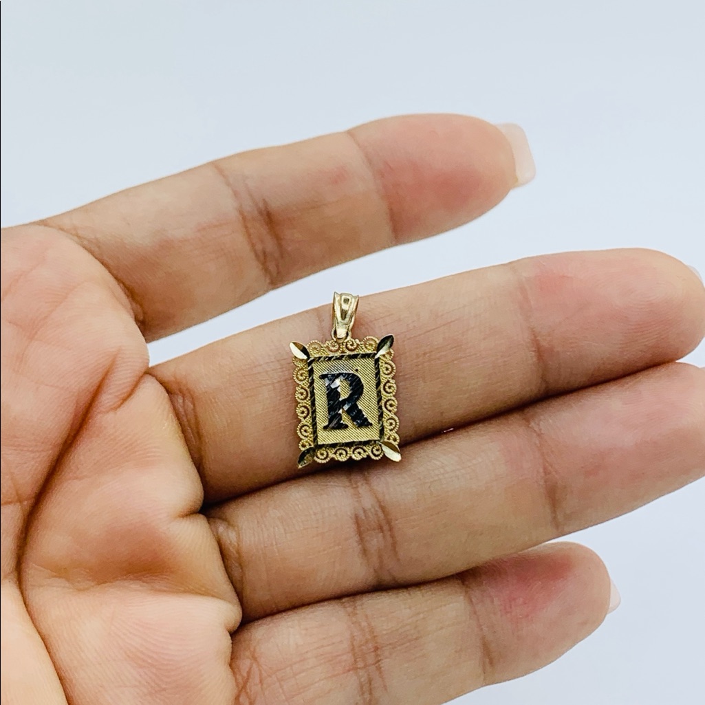 10k Solid Gold Small Initial “R” Charm Pendant